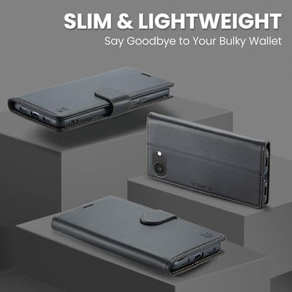 FLIPALM Card Holder Wallet Case for iphone 17e, Black | Card Holder, RFID Blocking, PU Leather Folio Flip, Kickstand, Protective Shockproof Cover - color: Black