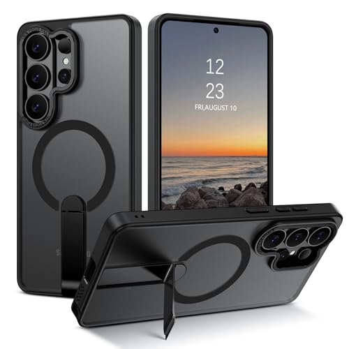 GUAGUA Magnetic for Samsung Galaxy S26 Ultra Case, [Built-in Invisible Kickstand][Compatible with MagSafe][Military Grade Shockproof] Slim Translucent Matte Phone Case for Galaxy S26 Ultra, Black - color: Black, size: for Samsung Galaxy S26 Ultra