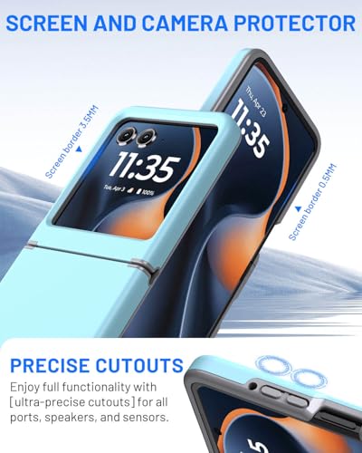 Hinge Protection for Motorola Razr 2026/2025/2024 Case (Blue) | TPU bumper & hard PC, raised camera edges, shockproof, slim, lightweight, dual-layer cover, wireless charging compatible - color: Blue