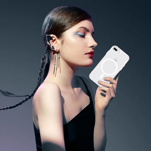 DUEDUE for iPhone 8 Plus Case, iPhone 7 Plus Case Magnetic[Compatible with Magsafe], Translucent Matte Back Protective Cover Shockproof Phone Case for iPhone 7 Plus/8 Plus, White - color: White