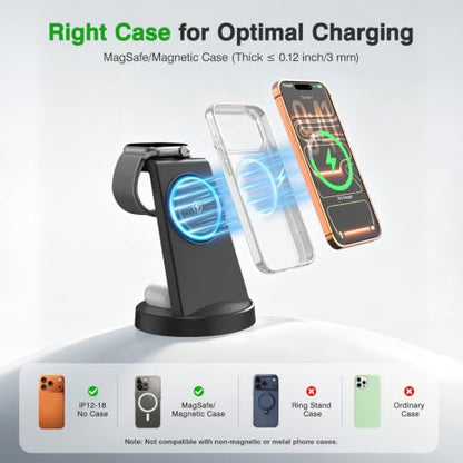 25W Fast Desktop 3 in 1 Magnetic Wireless Charging Stand Station
