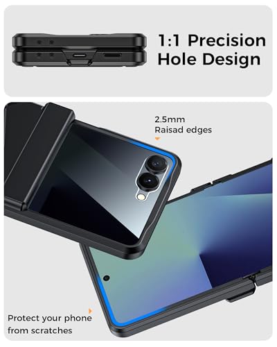 GooseBox for Samsung Galaxy Z Flip 7 Case,Built-in Privacy Screen Protector&Hinge Protection Shockproof All-Inclusive Smartphone Cover for Samsung Galaxy Z Flip 7(Black) - color: Flip7-Black FKP