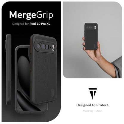 TUDIA MergeGrip [Compatible with Magsafe & Pixelsnap] for Google Pixel 10 Pro XL Case 2025, [Military Grade] Dual-Layer Shockproof Slim Non-Slip Heavy Duty Protective Phone Cases – Black - color: Black, size: Pixelsnap 10 Pro XL