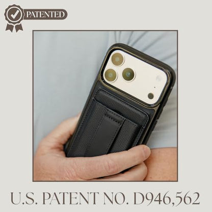 Walli Cases Magnetic Wallet, Slim Card Holder, Kickstand Finger Strap - color: Elite Black