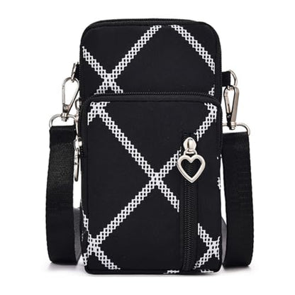 Small Crossbody Bag for Women - Mini Phone Purses with Crossbody Strap and Wallet - Nylon Arm Bag - color: B-white Stripes