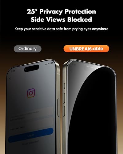 UNBREAKcable Privacy Screen Protector for iPhone 15 Pro - 3 Pack - size: iPhone 15 Pro