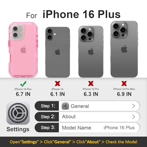 Follaroma for iPhone 16 Plus Case, Shockproof, Crystal Pink | Heavy Duty Shockproof Protection Phone Cases, Anti-Drop, Dual Layer Transparent Rugged Protective Cover, 6.7 inch - color: Pink, size: iPhone 16 Plus 6.7‘’