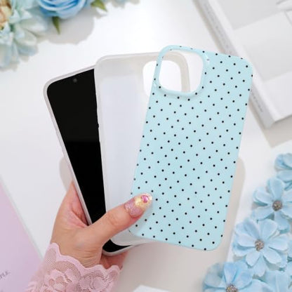 Polka dots case for iPhone 13/14 Blue | Polka dots，Full Protection Soft TPU，will not peel, fade or rub off ，Kawaii Cute Phone Case for Women Girls - color: Imd Polka Dots Blue
