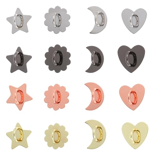 16PCS Metal Phone Ring Holder Heart Finger Ring Stand Adhesive Sunflower Star Shaped Various Styles Smartphone Grip Moon Charm Hook Smartphones Grip Loop Accessories for Mobile Case Pad Tablet