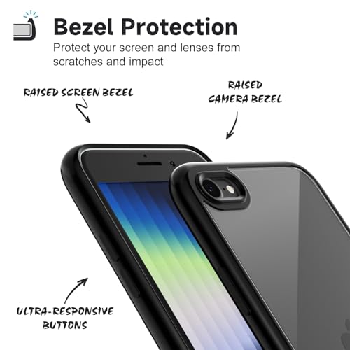 LoeoeL for iPhone SE 2022/2020/ 7/8 Case Clear, Transparent Hybrid SE Phone Case [Hard Plastic & Soft Silicone Bumper] Acrylic Non Yellowing Thin Slim Protective Cover, Black - color: Black, size: SE / 7 / 8