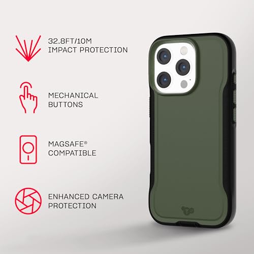 Tech21 EvoPro for iPhone 16 Pro Compatible with MagSafe - Impact Protection Case 21x Military Standard Tested - in Khaki/Black - color: Khaki/Black, size: iPhone 16 Pro