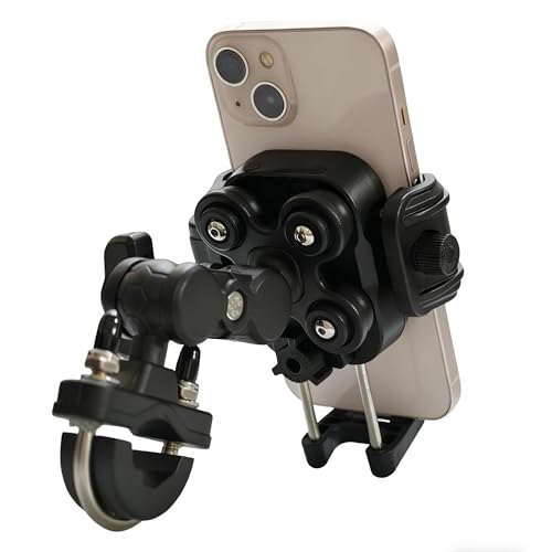Anti-Vibration Motorcycle Phone Mount with Anti-Theft Lock, Bike Phone Holder Fits 4.7-7.2" Phones for Motorcycle, Bicycle, Scooter, ATV