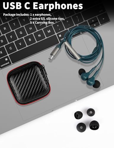 USB C Headphone for Samsung S26 S25 FE S24 A16 A17 Z Wired Earbuds Magnetic - color: Blue