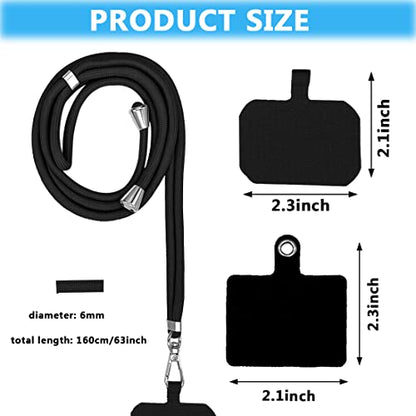 4 Pack Universal Phone Lanyard, Adjustable Nylon Neck Strap Cell Phone Crossbody Lanyards Straps + 6 Pcs Phone Patches, Detachable Strap Safety Tether & Pads for Most Smartphone, Black/White/Grey/Blue - color: Black,white,blue,grey