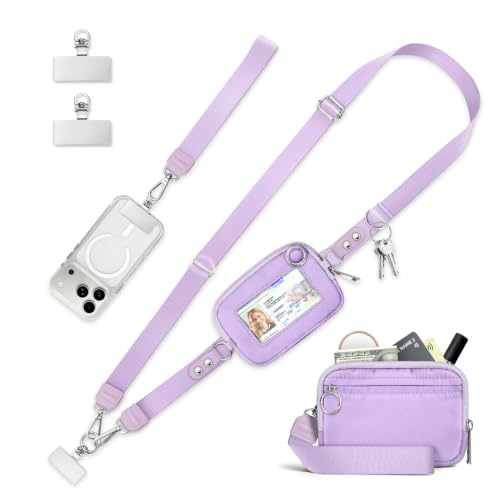 Clip and Go Strap for Phone with Wallet Crossbody Lanyard Purp - color: 1 Pur