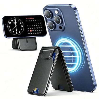 Magnetic Phone Wallet, 5 Card Holder with Adjustable Stand for iPhone 17-12