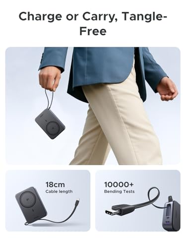 UGREEN 20000mAh Qi2 15W Power Bank, Built-in Cable PD 30W for iPhone 18 Pro