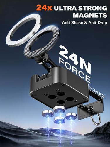 A2C 3-in-1 Magnetic Phone Holder for Gym Travel with Tray Table Clamp - color: Black