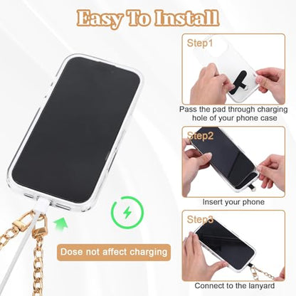 2Pack Phone Lanyard Crossbody with Patch Around the Neck Crossbody Wrist Chain Strap Crossbody for Women Most Phone - color: Gold