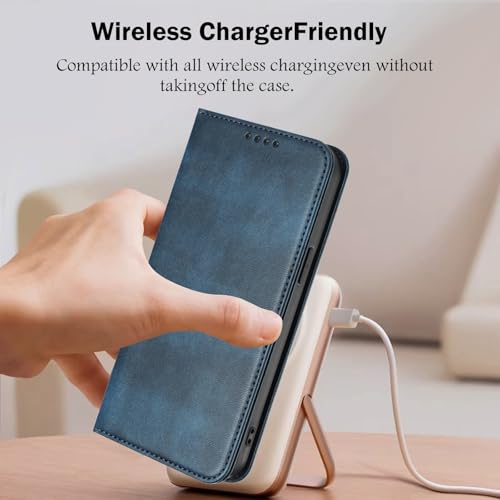 Wallet Case Leather Compatible with Galaxy A20E, Leather RFID Blocking Credit Card Slot Phone Cover Bumper Case Ultra Slim Magnetic Case mit Stand Function Compatible with Samsung Galaxy A20E/A10E - color: Blue