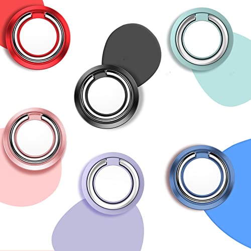 [2 Pack] Round Sparkling Cell Phone Ring Holder Stand,360 Degree Rotation and 180 Degree Adjustable Finger Ring Kickstand with Polished MetalPhone Grip (Blue)