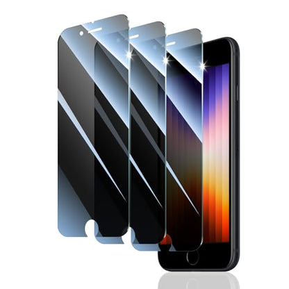 3-Pack Privacy Screen Protector for iPhone 6/6S/7/8/SE3/SE2022/SE2020, Anti-Spy Tempered Glass Film, Dark Private Black Protection, 9H Hardness, Anti-Scratch, Bubble Free - color: IP 6/6S/7/8/SE3/SE2022/SE2020 Black 3pcs