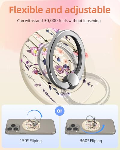 Lotadilo Magnetic Phone Ring Holder, Cute Phone Grip Stand, Purple Flower - color: Purple