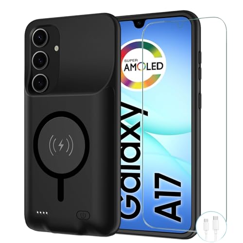 Battery Case for Galaxy A16/A17, [10000mAh] Slim Rechargeable Smart Extended Charging Case Compatible with Galaxy A16/A17(6.7 inch) Backup Power Battery Pack Charger Cover-Black - size: Galaxy A16/A17