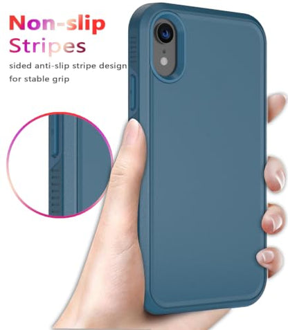 Diverbox for iPhone XR Case [Tempered Glass Screen Protector] [Shockproof] [Dropproof] Heavy Duty Protection Phone Case Cover for Apple iPhone XR Blue - color: Blue-2in1