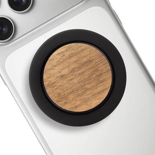 Magnetic Phone Grip Compatible with Magsafe，Collapsible Mobile Phones Stand Holder for Smartphone Tablet Cell Phone Accessory - Raw Wood Black Walnut - color: Raw Wood Black Walnut