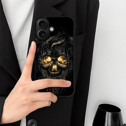 case for iPhone 17,Compatible with Magsafe,All-Round Protection Shockproof Anti-Scratches TPU Case Cover-Gold Black Skull - color: Gold black skull, size: IPhone 17