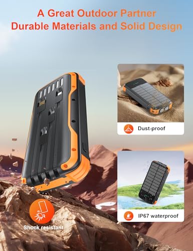 Solar Power Bank 40000mAh PD20W Fast Charging Portable Solar Charger - color: Orange