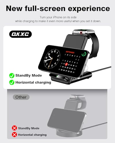 Wireless Charging Station,3 in 1 Charging Stand for Apple Multiple Devices - color: Black