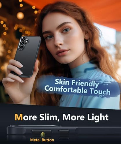 FNTCASE for Samsung Galaxy A35-5G Case: Matte Protective Phone Cases Slim Translucent Anti Yellowing Cover Rugged Shockproof Military Grade Drop Protection Tough Durable 6.6 Inch Black - color: Matte Black