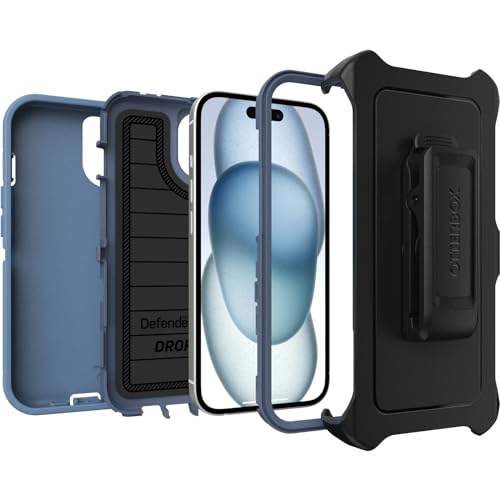 OtterBox DEFENDER SERIES Case for Apple iPhone 15 - Baby Blue Jeans (Blue) - color: Baby Blue Jeans (Blue)