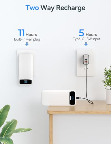 aonidi Portable Charger 20000mAh with Built-in Cables&AC Wall Plug, White - color: Pearl