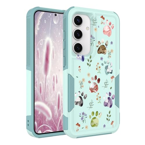 for Samsung Galaxy S24/S25 Case: Cute Flowers Floral Design for Girls Women Slim Soft TPU Bumper Shockproof Silicone Cell Phone Cover (Dog Paw/Garden) - color: Dog Paw/Garden, size: for Galaxy S25