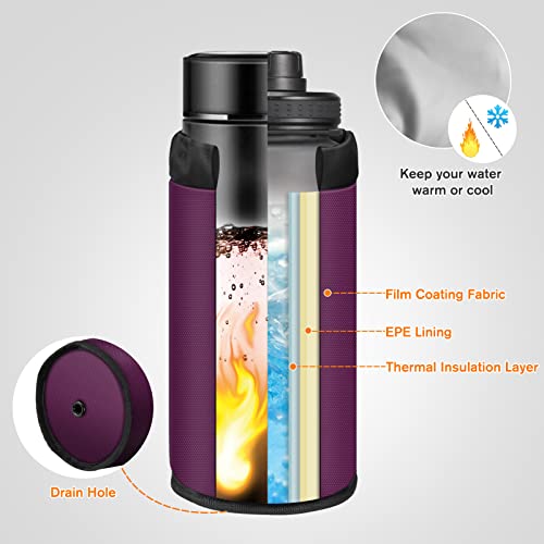 FINPAC Cup Holder for Bike, Universal Water Bottle Holder w/Phone Pockets - color: Purple