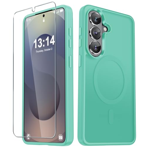 YENAPOON for Samsung Galaxy S26 Case, Matte Magnetic Phone Cover, Teal | Fit for MagSafe, Screen Protector included, Shockproof Military Grade Protection, Translucent Frosted Back - color: Teal, size: For Galaxy S26