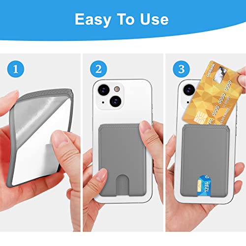 SHANSHUI Phone Wallet, 5 Pack Anti-Lost Design Sticky Silicone Phone Credit Card Holder Business Cards ID Card Pocket Compatible for iPhone, Android & Most Smartphones-3Pack Grey - color: Grey x3