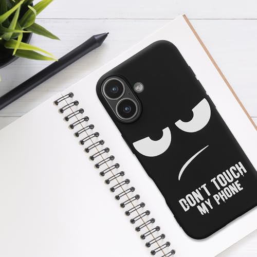 kwmobile TPU Silicone Case Compatible with Apple iPhone 17 - Case Soft Cover - Don't Touch My Phone White/Black - size: iPhone 17