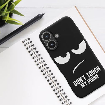 kwmobile TPU Silicone Case Compatible with Apple iPhone 17 - Case Soft Cover - Don't Touch My Phone White/Black - size: iPhone 17