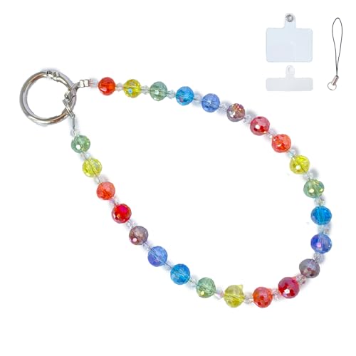 Sparkle Crystal Pearl Phone Wrist Strap for Women, Sparkling Beaded Cellphone Lanyard Chain - color: Sparkle Colorful