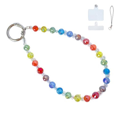 Sparkle Crystal Pearl Phone Wrist Strap for Women, Sparkling Beaded Cellphone Lanyard Chain - color: Sparkle Colorful