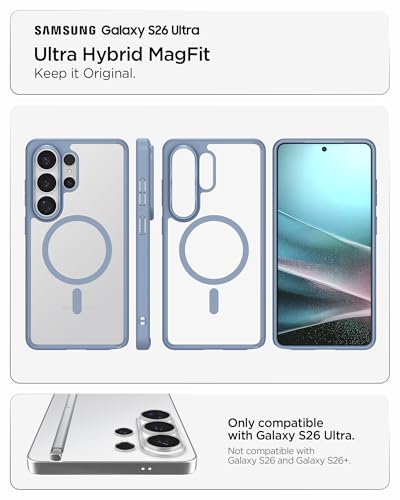 Spigen for Galaxy S26 Ultra Case, Ultra Hybrid MagFit [Anti-Yellowing] [Compatible with MagSafe] [Fast Wireless Charging] - Light Blue - color: Light Blue, size: Galaxy S26 Ultra