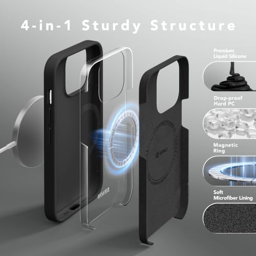 GONEZ Magnetic for iPhone 14 Pro Max Case, Silicone Cover Black - color: Black, size: Iphone 14 Pro Max
