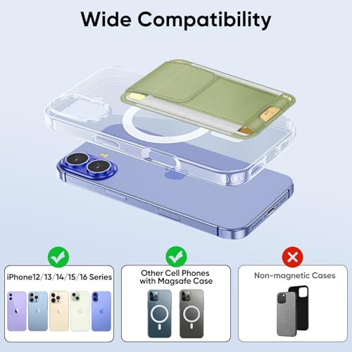 FINPAC MagSafe Wallet Magnetic Card Wallet Holder for Women Men - color: Bamboo Green