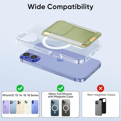 FINPAC MagSafe Wallet Magnetic Card Wallet Holder for Women Men - color: Bamboo Green