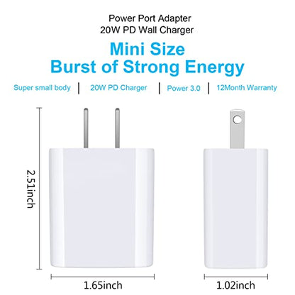 USB C Charger Brick, 20W PD Power Adapter Fast USB C Box Block Brick Plug - color: 2White