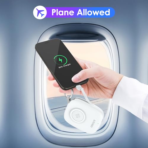 Small Portable Charger 5000mAh,iWatch Wireless Charger Mini Power Bank with Built-in Cable,Travel Keychain Charger for Apple Watch 11/10/9/8/Ultra/7/6/Se/5/4,iPhone 17/16/15/14/13/12,Android Phone - color: White